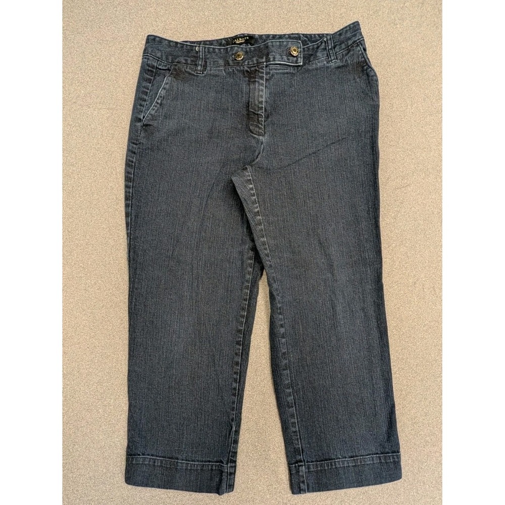 Talbots Women's Size 14 Blue Jeans Double Button Waist Pockets Cotton/Spandex
